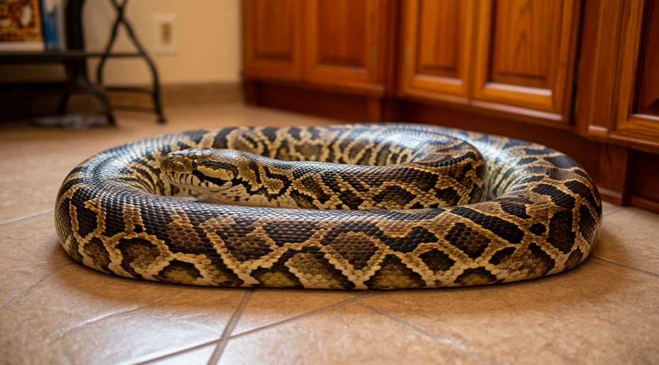 Змея проломила потолок и съела котёнка в Таиланде